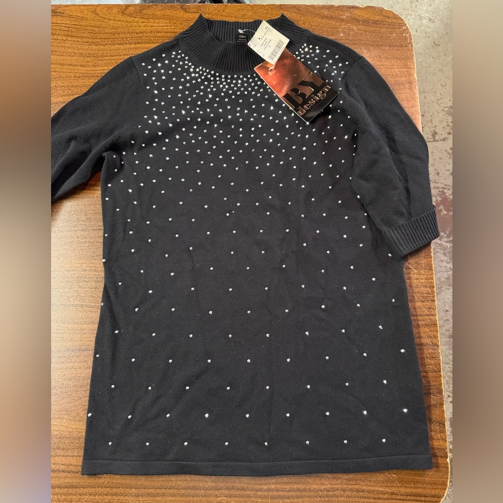 Women's Black Sweater with Silver Accents